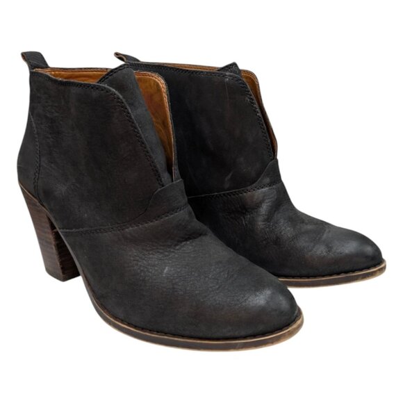 Lucky Brand Ehllen Booties Womens Black Leather Ankle Boots Size 9.5 M - Picture 5 of 11